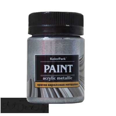 Краска акриловая декоративная металлик, 50мл. Темное серебро