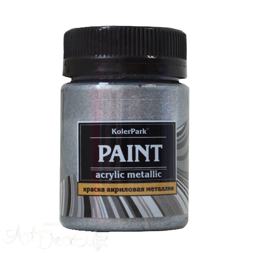 Краска акриловая декоративная металлик, 50мл. Темное серебро