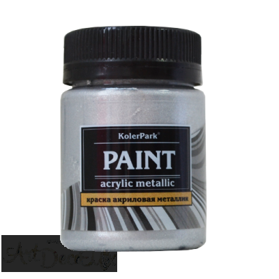 Краска акриловая декоративная металлик, 50мл. Серебро