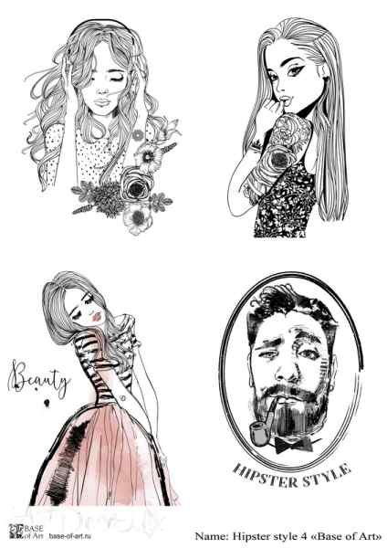 Карта для декупажа А3 Hipster style 4