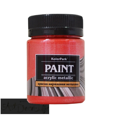 Краска акриловая декоративная металлик, 50мл. Красный коралл