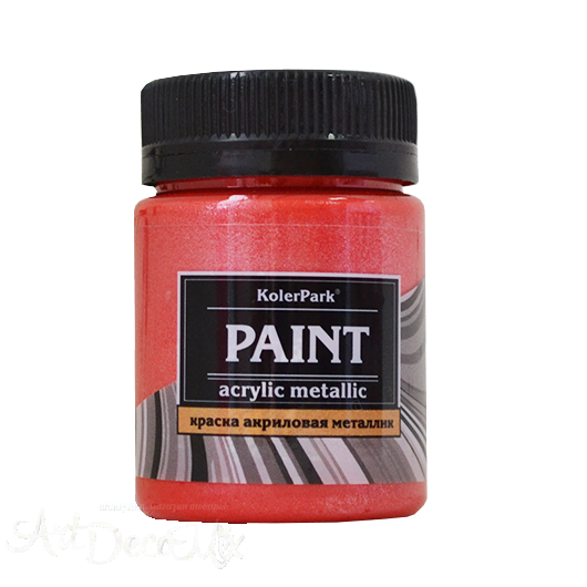Краска акриловая декоративная металлик, 50мл. Красный коралл