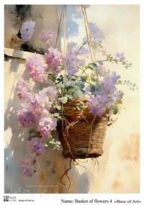 Карта для декупажа А4 BASKET OF FLOWERS  4