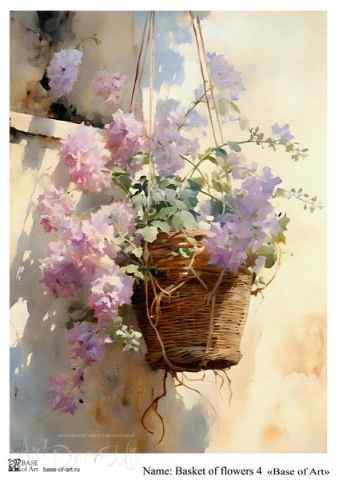 Карта для декупажа А4 BASKET OF FLOWERS  4