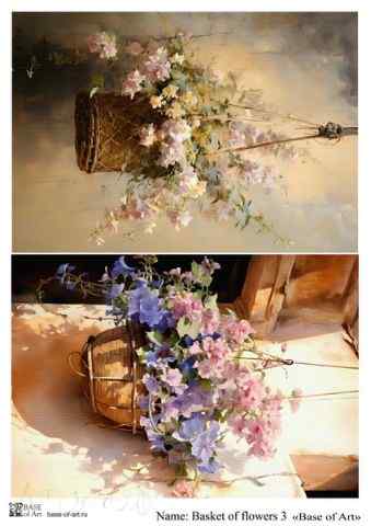 Карта для декупажа А4 BASKET OF FLOWERS 3