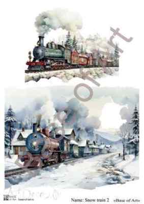Карта для декупажа А4 SNOW TRAIN 2