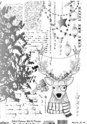 Трансфер - натирка декоративный ''Олень', цвет - серебро 