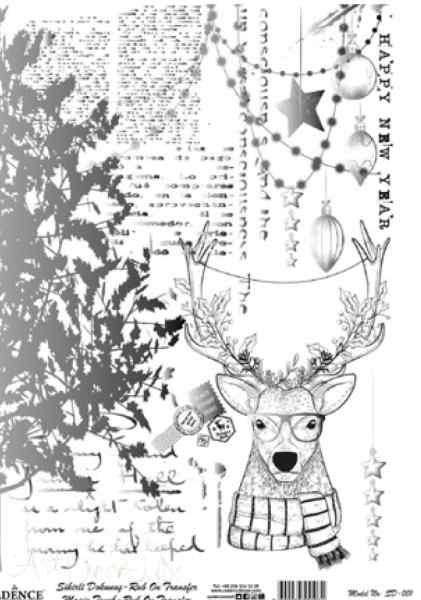 Трансфер - натирка декоративный ''Олень', цвет - серебро 