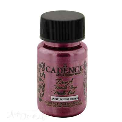 Краска акриловая, металлик, "Dora", CADENCE, бриллиантовый блеск, 50 мл, цвет 157 Ярко-бордовый