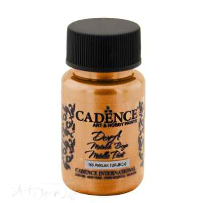 Краска акриловая, металлик, "Dora", CADENCE, бриллиантовый блеск, 50 мл, цвет 169 Ярко оранжевый