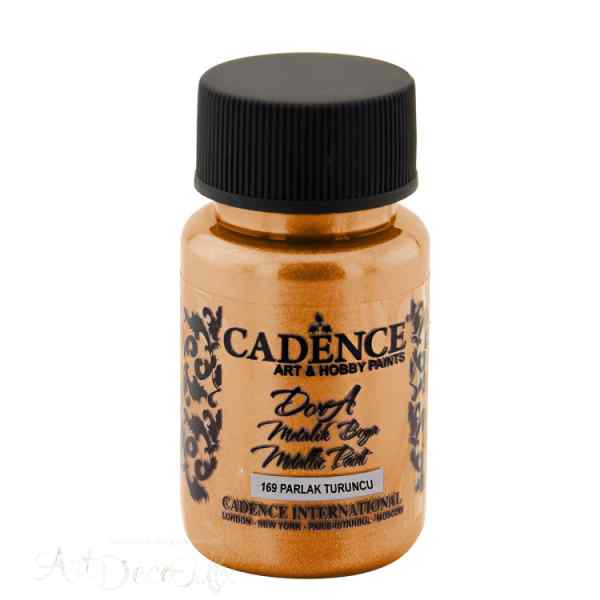 Краска акриловая, металлик, "Dora", CADENCE, бриллиантовый блеск, 50 мл, цвет 169 Ярко оранжевый
