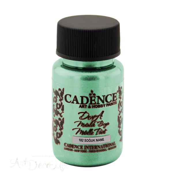 Краска акриловая, металлик, "Dora", CADENCE, бриллиантовый блеск, 50 мл, цвет 182 Холодная мята
