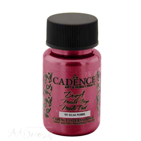 Краска акриловая, металлик, "Dora", CADENCE, бриллиантовый блеск, 50 мл, цвет 191 Ярко-розовый