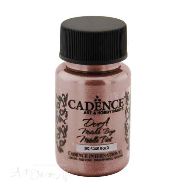 Краска акриловая, металлик, "Dora", CADENCE, бриллиантовый блеск, 50 мл, цвет 202 Золотая роза