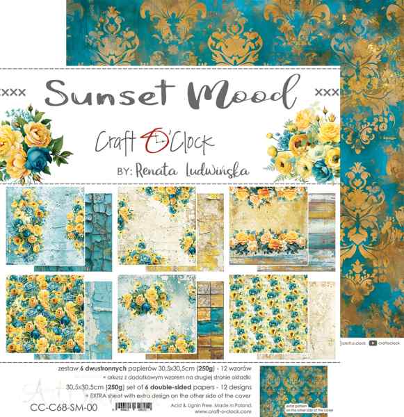 НАБОР БУМАГИ ДЛЯ СКРАПБУКИНГА "SUNSET MOOD" 30*30см. 6 ЛИСТОВ