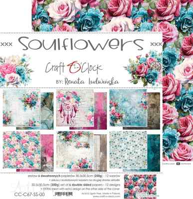 НАБОР БУМАГИ ДЛЯ СКРАПБУКИНГА "SOULFLOWERS" 30*30см. 6 ЛИСТОВ 