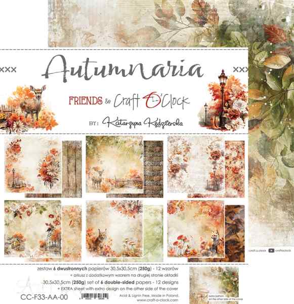НАБОР БУМАГИ ДЛЯ СКРАПБУКИНГА "AUTUMNARIA" 30*30см. 6 ЛИСТОВ 