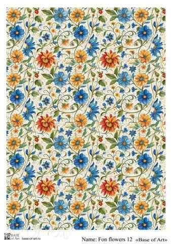 Карта для декупажа А4 Fon flowers 12