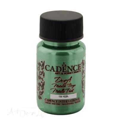 Краска акриловая, металлик, "Dora", CADENCE, бриллиантовый блеск, 50 мл, цвет 135 Зеленый