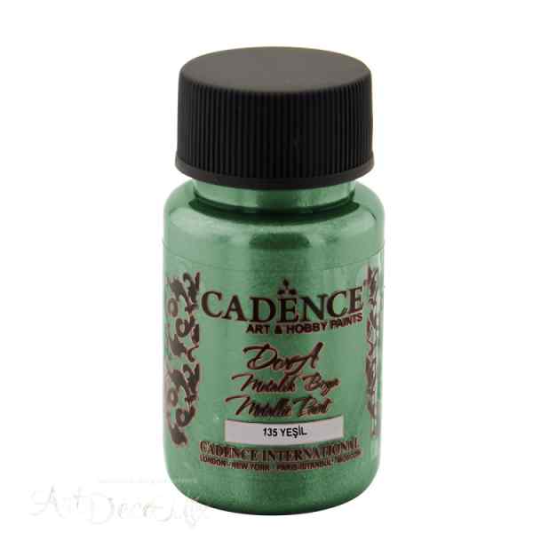 Краска акриловая, металлик, "Dora", CADENCE, бриллиантовый блеск, 50 мл, цвет 135 Зеленый
