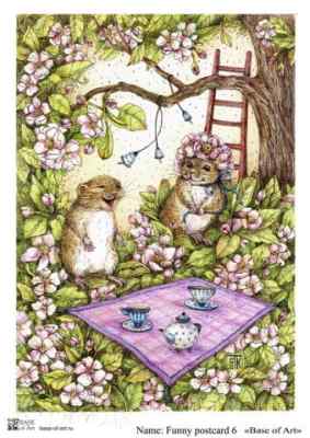 Карта для декупажа А4 FUNNY POSTCARD 6