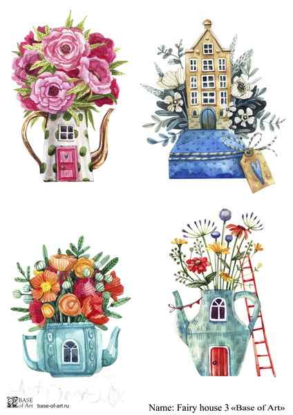 Карта для декупажа А3 Fairy house 3