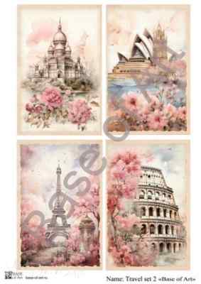 Карта для декупажа А4  TRAVEL SET 2