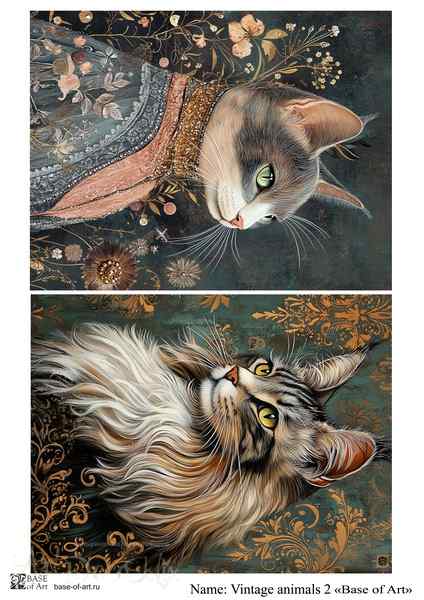Карта для декупажа А4 Vintage animals 2