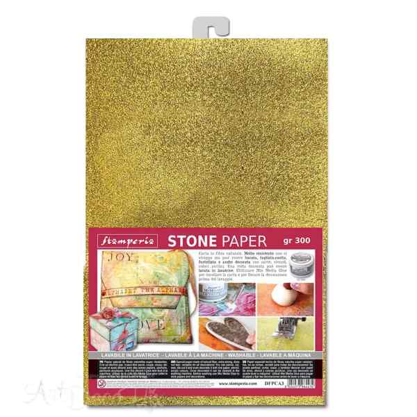 Бумага каменная  цвет золото "Stone Paper" 300 г. А4 