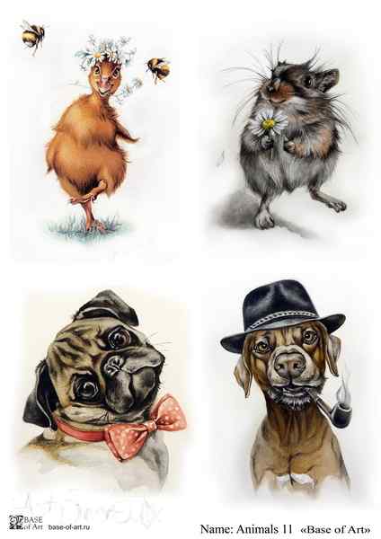 Карта для декупажа А4 Animals 11