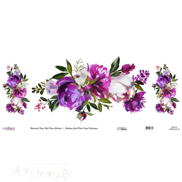 Рисовая карта Watercolor Flower Cadence 30х68см, Цветочная композиция