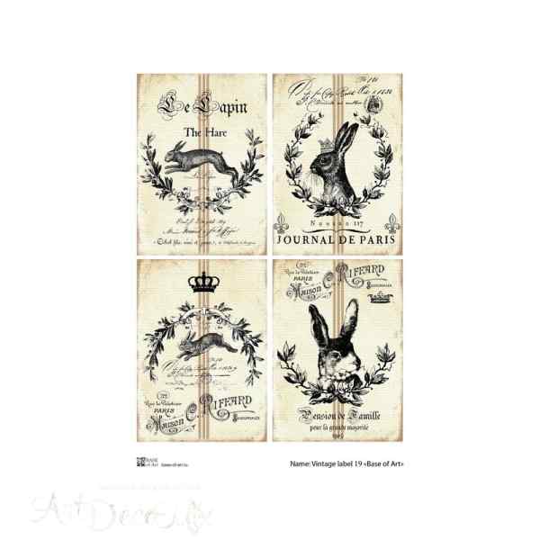  Карта для декупажа А4 Vintage label 19