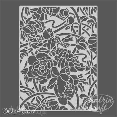 Трафарет Пионы А.Муха 30х40см. 