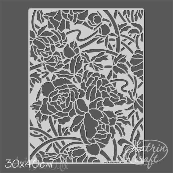 Трафарет Пионы А.Муха 30х40см. 