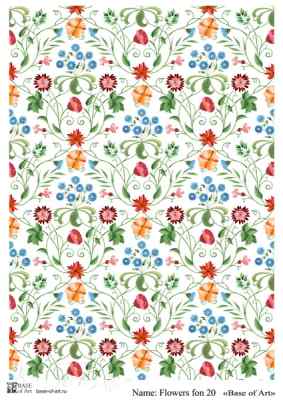 Декупажная карта A4 Flowers fon 20 