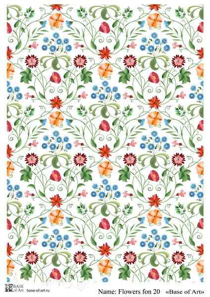 Декупажная карта A4 Flowers fon 20 