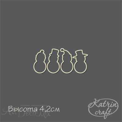 Чипборд Снеговики контурные мини 4шт