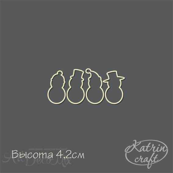 Чипборд Снеговики контурные мини 4шт