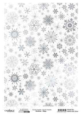 Трансфер - натирка декоративный ''Снежинки" цвет - серебро