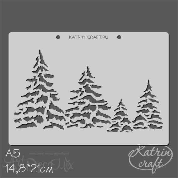Трафарет А5 Елки лес средний