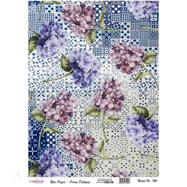 Рисовая карта "Гортензия на плитке" 30*41см