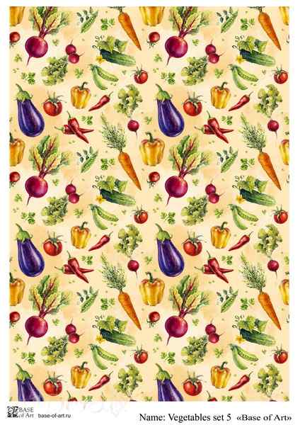 Декупажная карта A4 VEGETABLES SET 5