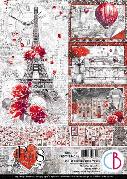 Набор скрапбумаги "PARIS JE TAIME", 10 листов, 20.см х 30см.   