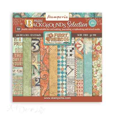 ПРЕДЗАКАЗ НАБОР БУМАГИ ДЛЯ СКРАПБУКИНГА "FURRY FRIENDS" 30*30см. ФОН