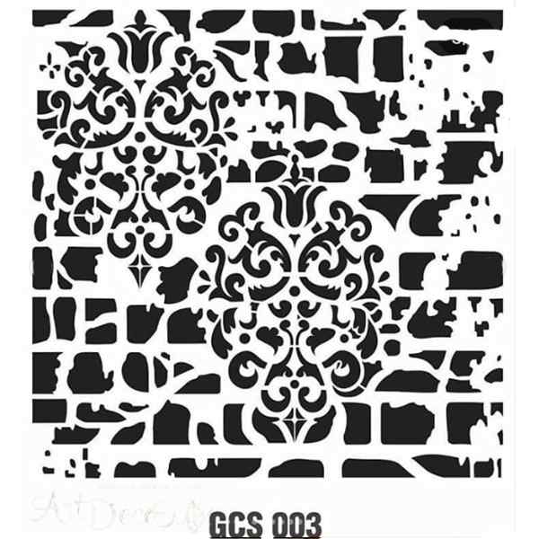 Трафарет пластиковый " 2 вензеля, кирпичи" 25*25см
