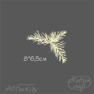Чипборд "Ветка еловая маленькая" 8х6.5 см