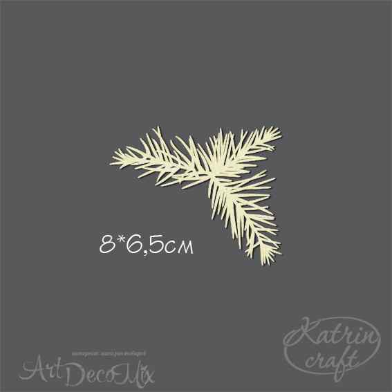 Чипборд "Ветка еловая маленькая" 8х6.5 см