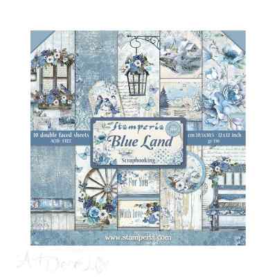 НАБОР БУМАГИ ДЛЯ СКРАПБУКИНГА "BLUE LAND&ROSELAND" ФОН 30*30см.           