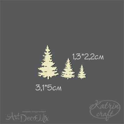 Чипборд "Набор елок 3шт маленькие"