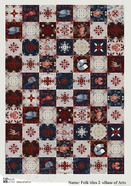Карта для декупажа А4 Folk tiles 2